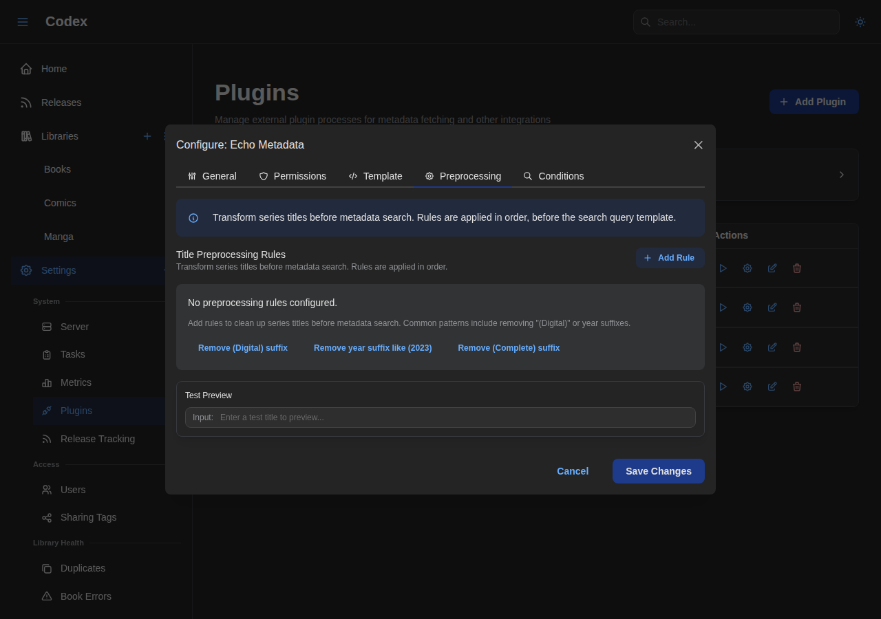 Plugin Search Preprocessing Settings